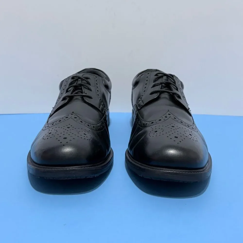 Rockport Men’s Wingtip Oxford Shoes – Black Leather, Waterproof, Size 12”